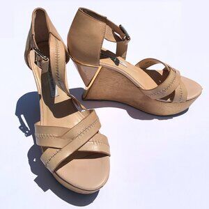 DIANE von FURSTENBERG ALARA Natural Leather Designer Platform Sandals 7.5